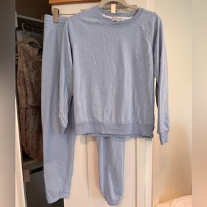 PJ Salvage Light Blue polka dot Sweatshirt and Jogger Set